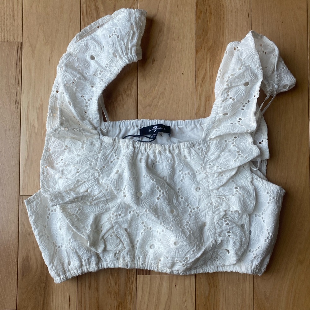 NWT 7 for all Mankind white eyelet crop tank.
